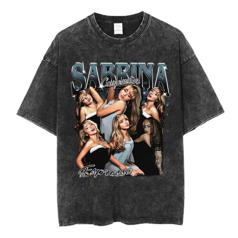 Sabrina Carpenter Short N' Sweet Tour Vintage Washed T Shirts Fans Gift Men Women Clothing Fashion Aesthetic T-shirts Streetwear