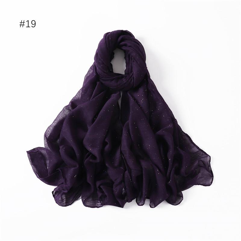 Plain Oversized Shiny Glitter Cotton Viscose Hijab Scarf Lady Solid Shimmer Wraps and Shawls Pashmina Musulman Headband 180*90Cm