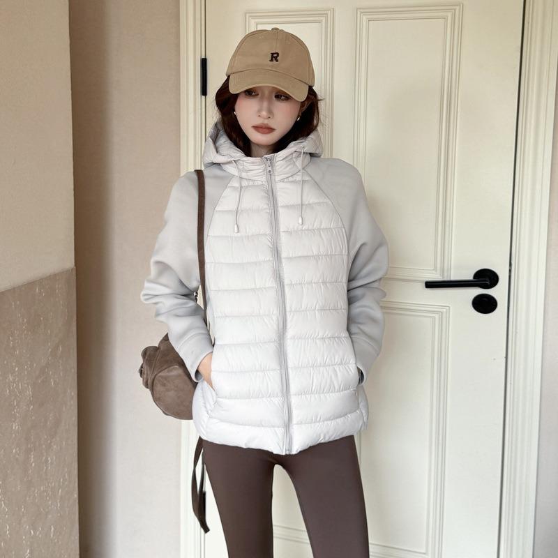 Cotton-padded women's clothing splicing down cotton-padded jacket slim and thin stand-up collar cotton jacket