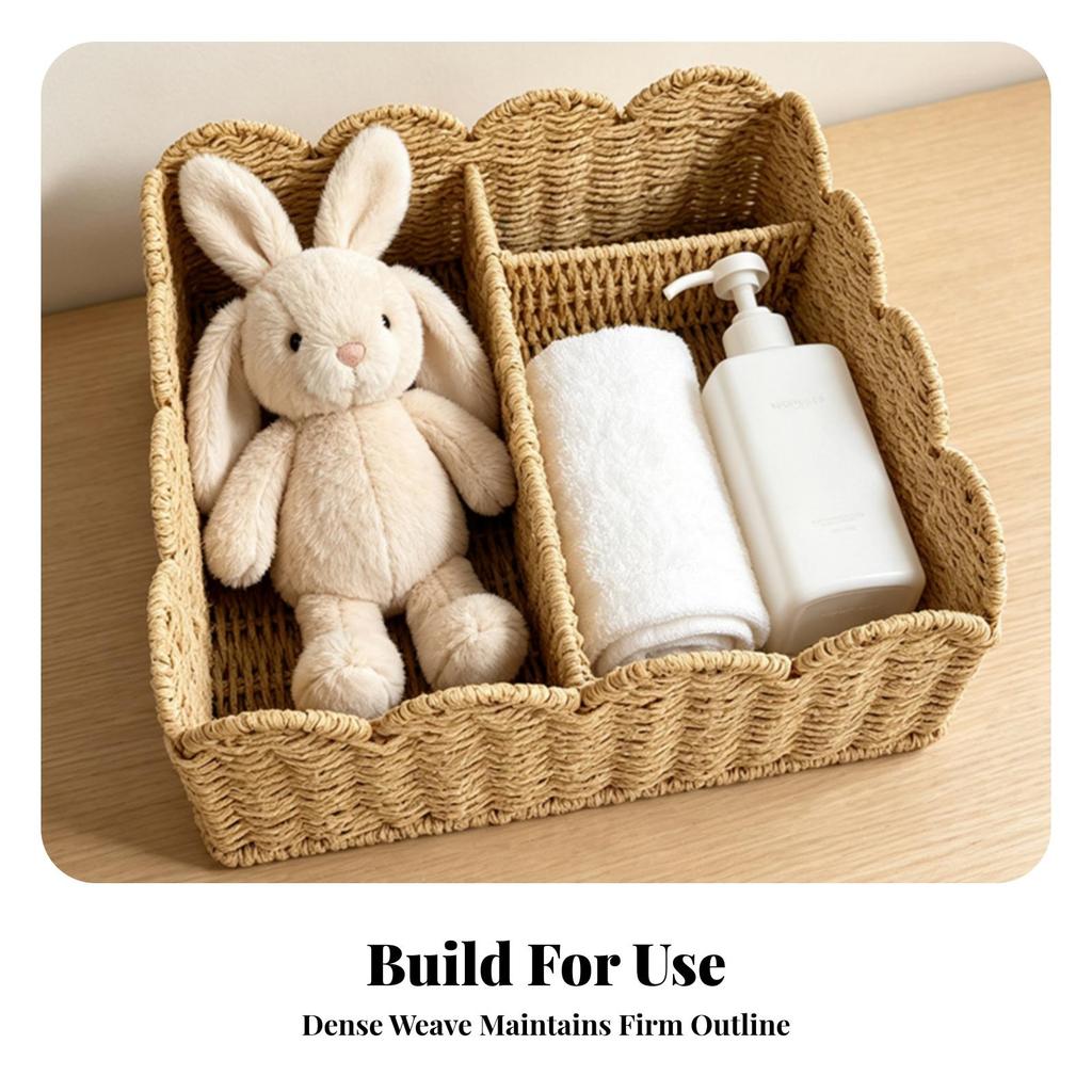Divided Storage Basket Natural with Interior Organized for Shelf