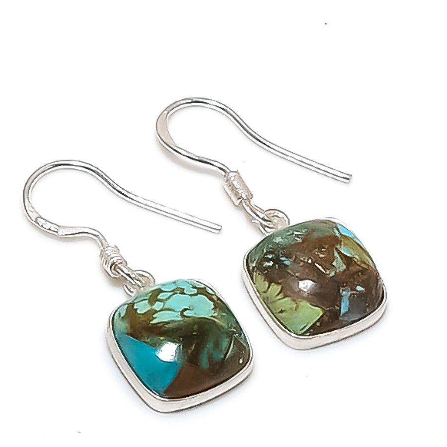 

Copper Chrysocolla Gemstone 925 Sterling Silver Jewelry Earring 1.26 KJ-933