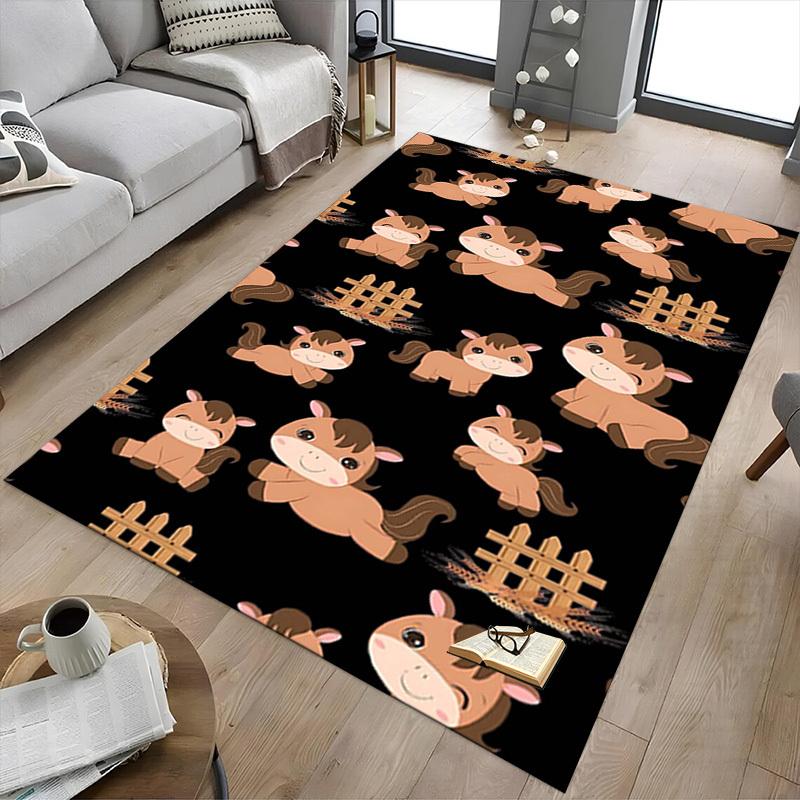 1PC Horse Farm Non-Slip Floor Carpet Compatible for Office&Living Room&Bedroom&Dining room - Flat-Weave Machine-O355