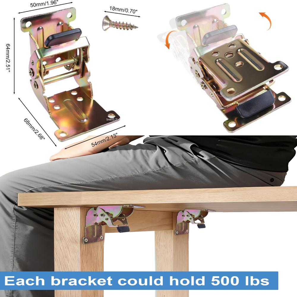 Folding Bracket 0° 90° 180° Iron Folding Lock Extension Table Chair Bed Leg Foldable Support Brackets Hinge Self Lock Hinges