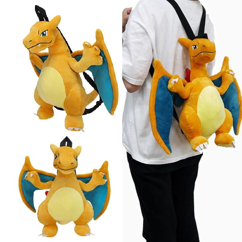 Cute Cartoon Backpack With Gengui And Charizard For Kids, Plush Toy Bag For Kindergarten