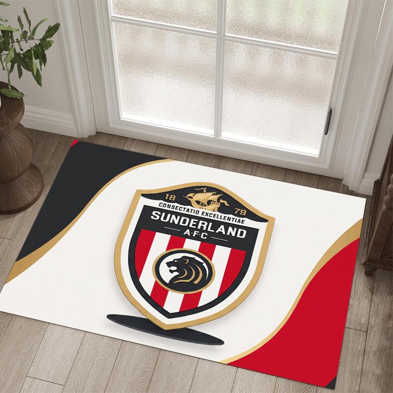 Sunderland Football Design Crystal Velvet Carpet Cozy Non?Slip Printed Rug For Bedroom Living Room Entrance