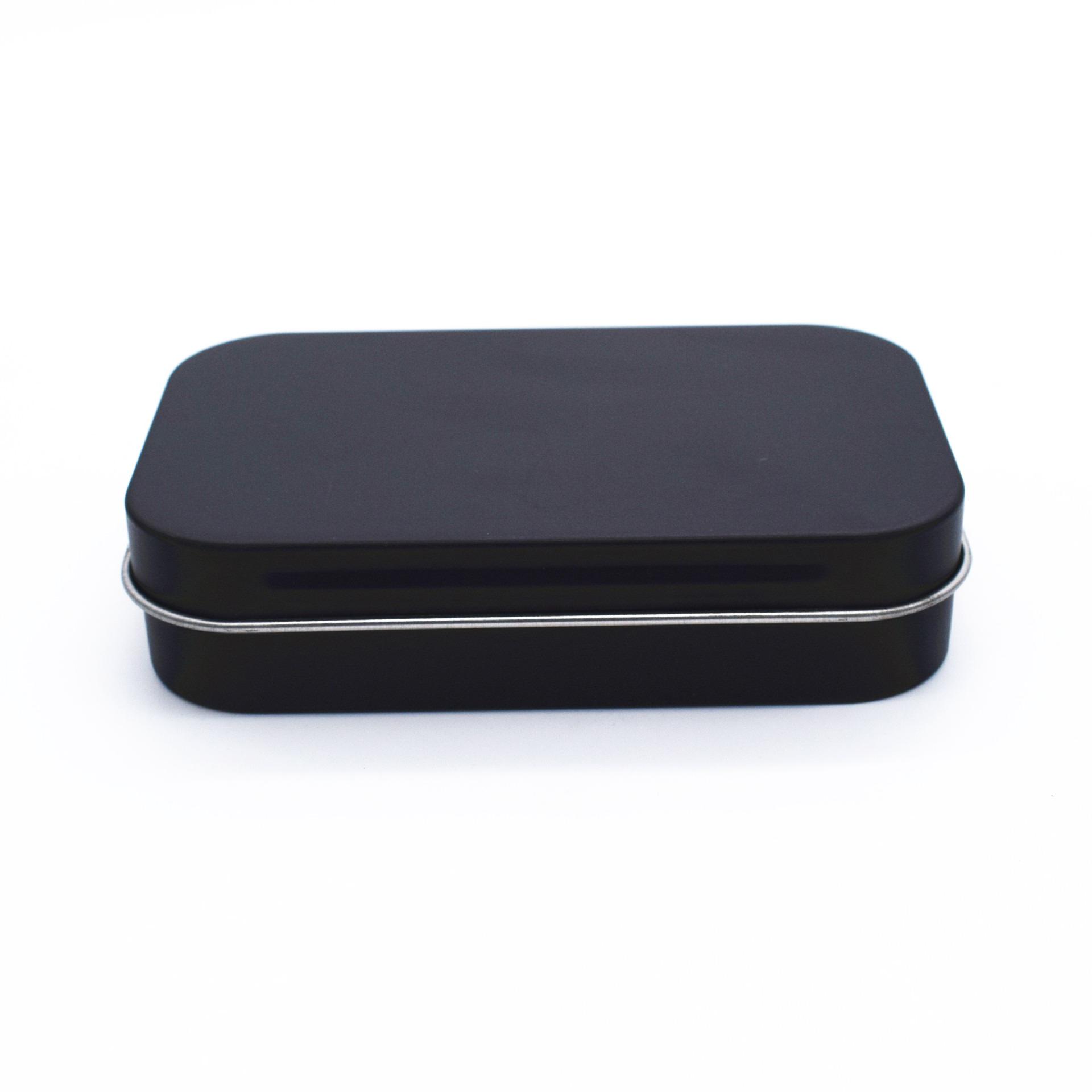 

Metal Rectangular Empty Mini Tin Box Tinplate Push Candy Pill Cases Bins Jar Hinged Containers Small Organizer Storage Box чорний