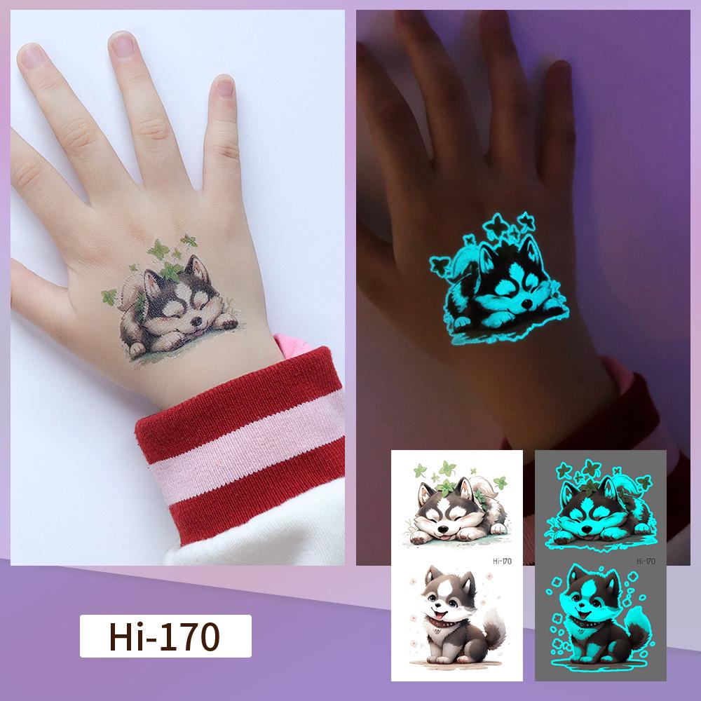 Rikalong Blue Luminous Animal Tattoo Stickers for Kids - Cats, Dogs, and Pets, Perfect for Electronic Music Festivals 60x105mm