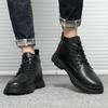 Newest Brand 2022 Autumn Genuine Leather Chelsea Boots For Men High Top Casual Shoes Retro Fashion Lace Up Martin Boots Men Shoes