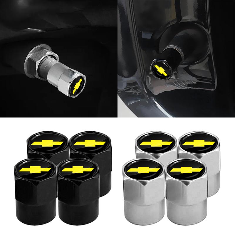 4Pcs Car Tire Valve Caps Emblem Metal Cap Case For Chevrolet Colorado Cruze Captiva Malibu Trax Aveo Camaro Sonic Tahoe Impala Equinox Suburban