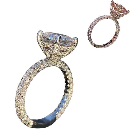 Damenring Großer Quadratischer Zirkonia Schmuck Mode Aussehen Exquisiter Fingerring für Hochzeit