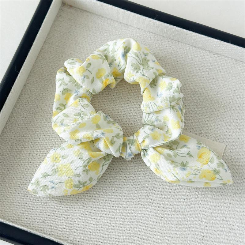 Neuer Stil Chiffon große Schlaufe kleines florales leichtes und frisches Stoff-Pferdeschwanz-Haarband für Damen, vielseitig und für alle Anlässe geeignet.