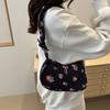 Unique Wrinkled Drawstring Floral Handbag Stylish Versatile Shoulder Underarm Purse Bag For Women