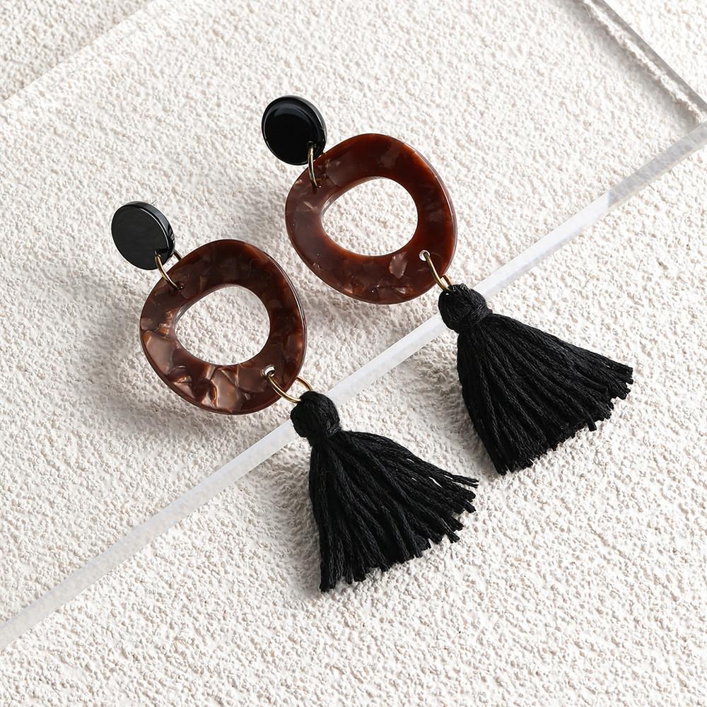 

Boho Chic Earrings For Women Alloy Geometric Shape With Tassel Design коричневый