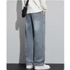Fleece Jeans Men's New Loose Straight Pants Autumn and Winter Warm Wide-leg Casual Trousers