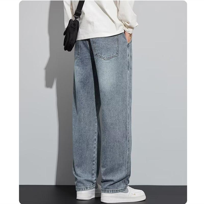 Fleece Jeans Men's New Loose Straight Pants Autumn and Winter Warm Wide-leg Casual Trousers