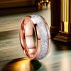 Trendy 8mm Rose Gold Color Vintage Imitated Meteorites Inlaid Rings Men Stainless Steel Rings for Men Wedding Band Jewelry Gifts