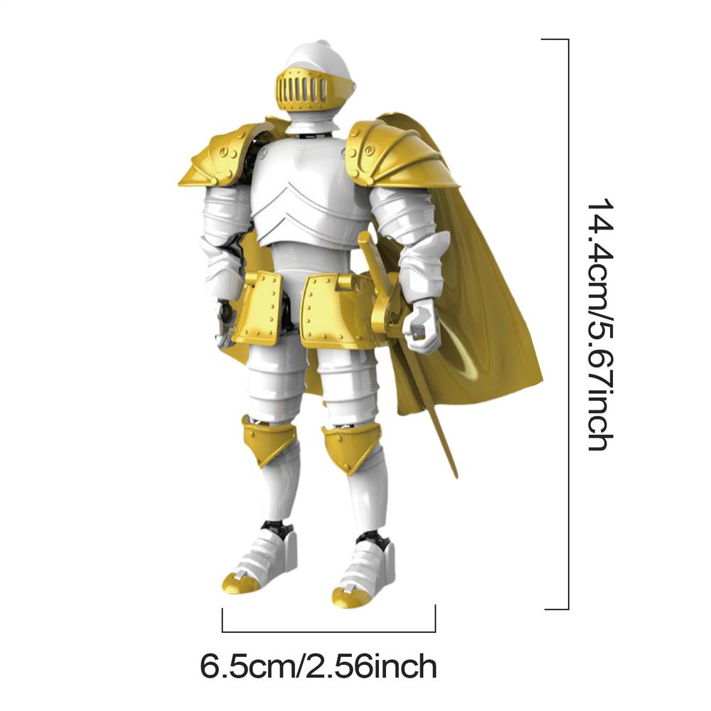 Knight Action Figures 3D Printed Movable Shapeshift Robot Toy Medieval Knight Collectible Figurine Multi-Jointed Action Figure