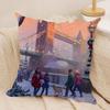 World Landmark Christmas Cushion Cover Silky Short Plush Invisible Zipper Dustproof Sofa Pillow Case For Home Decor