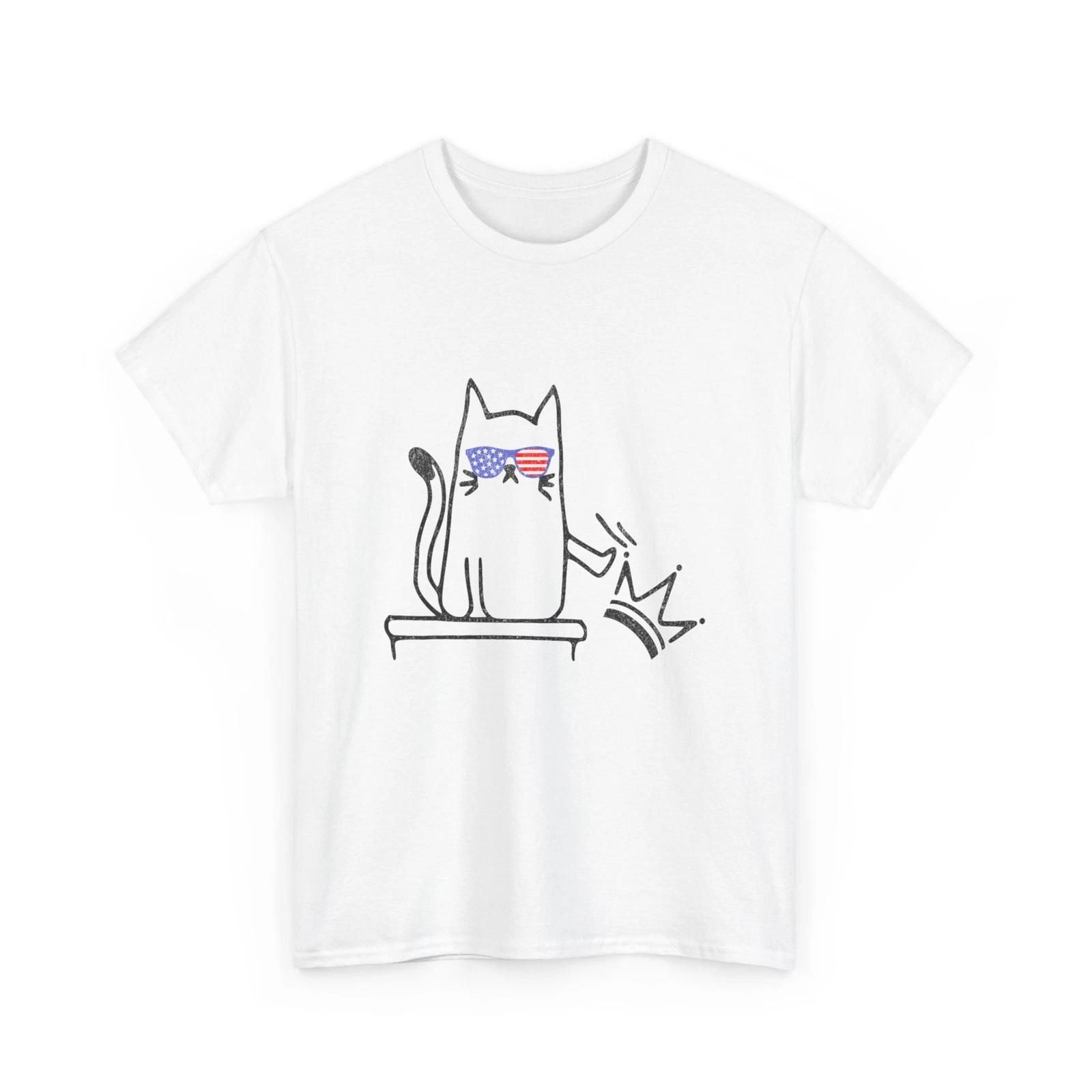 No Kings in America CaT shirt, Funny Political Cat Women Men Shirt L