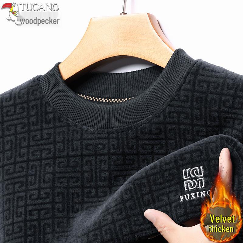 

Woodpecker Men s Coral Fleece Winter Hoodie - Thick, Warm, Trendy Round Neck Sweater 175/XL for 68-78 kg