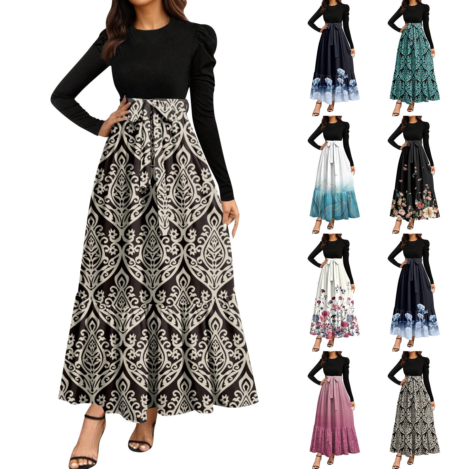 

Женское платье с цветочным принтом и высокой талией, модное и элегантное M