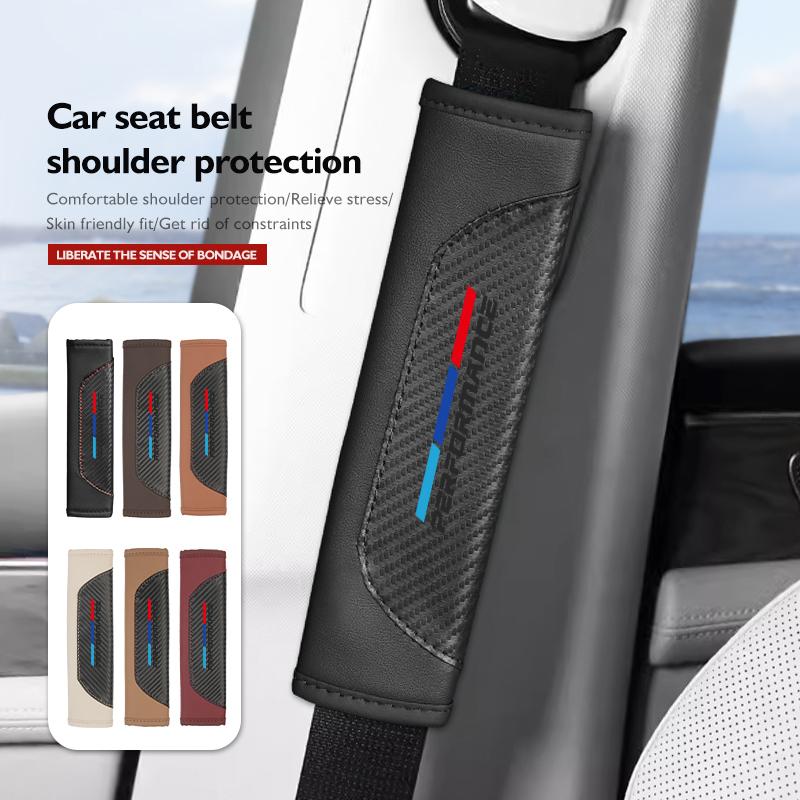 BCGRR1 Universal Car Seat Belt Leather Shoulder Strap Protector Pad For BMW X1 X3 X4 X5 X7 G20 G38 F20 F39 F48 E46 E60 E36 E39