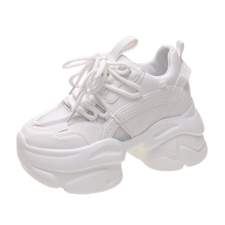 

Black Women Chunky Leather Sneakers High Platform Ulzzang Sports Shoes Spring Thick Bottom Women s Wedge Casual Shoes 34