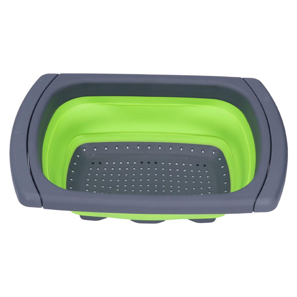 Green Foldable Drain Basket Silicone Collapsible Fruit Vegetable Wash Strainer Basket for Home Kitchen