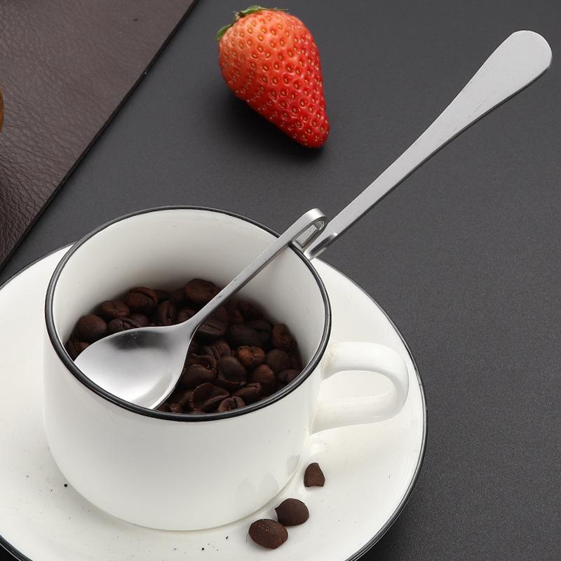1Pcs Cute Curved Coffee Spoon Teaspoon Unique Condiment Drink Hanging Tea Coffee Dessert Stainless Steel Drink Tableware