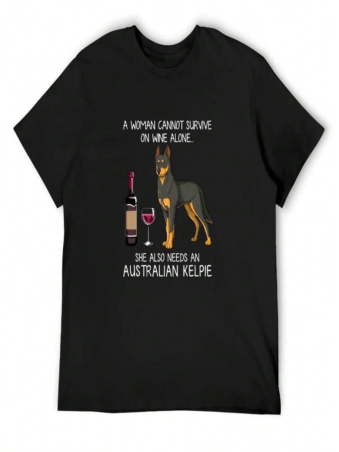 Australian Kelpie And Wine Funny Dog T-Shirt Plus Size Tops  Shirts Street Wear unisexs Graphic T-Shirts Anime S разноцветный