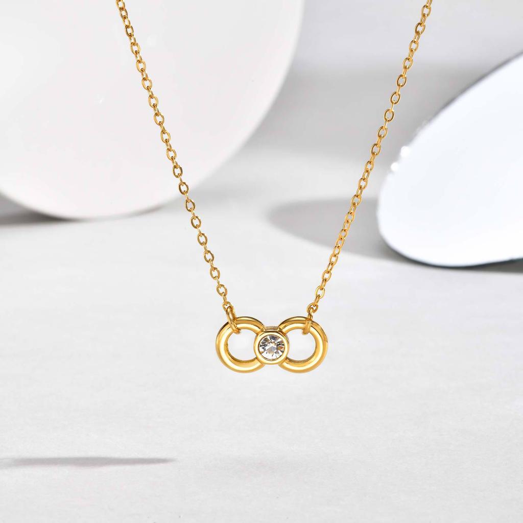 Wind Stainless Steel 8-Shaped Infinity Zircon Necklace Niche Exquisite Collarbone Chain Female 2422