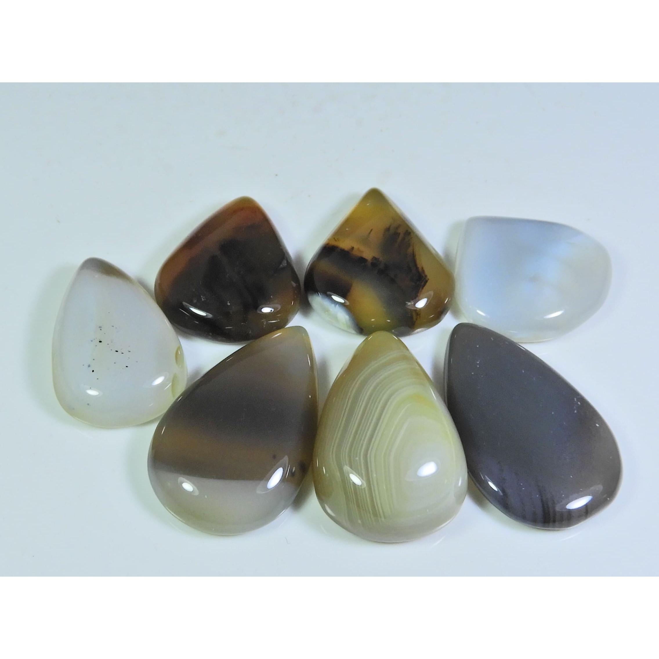 

248Cts. Natural Botswana Agate Pear Cabochon Loose Gemstone 7 Pcs Lot A-667