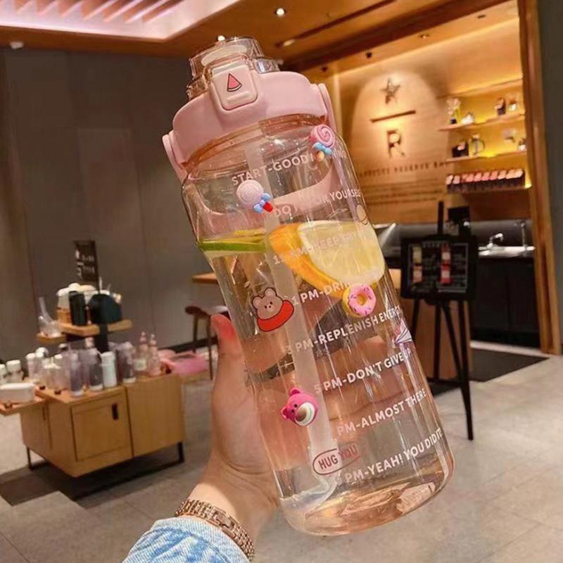 

Уличная походная чашка для воды большой вместимости, пластиковая чашка с соломинкой, инструменты для питья розовый