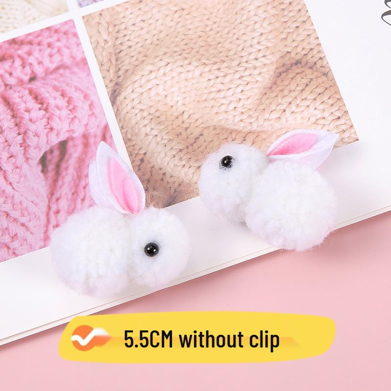 Furry Ball Plush Rabbit DIY Lantern Accessories - Cute Cartoon Hair Clip with Icelandic Wool for Kids, Mid-Autumn Festival.