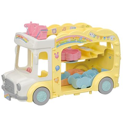 Epoch Sylvanian Families Nursery Vehicle Nursery ST Mark Ages 3 and Toy Sylvanian Families "Let's Play! Everyone's Bus" S-70 Certified, Up, Dollhouse,