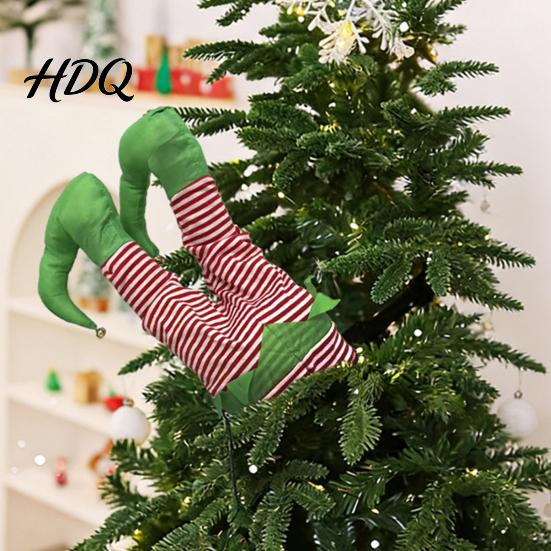 Animated Holiday Tree Decorations Christmas Swinging Leg Ornament Electric Hanging Santa Legs for Tree Plush