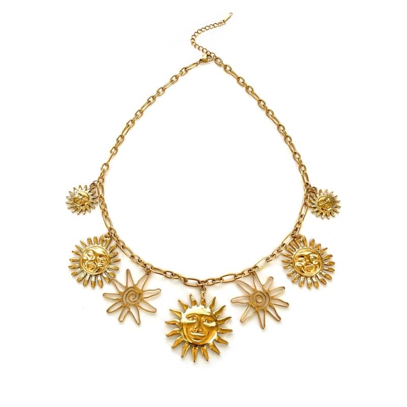 

Elegant Sunflower Star Charm Necklace Stainless Steel Chain Jewelry for Daily Wear 1