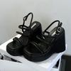 Fashion High Quality Wedge Chunky Platform Sandals Women Sexy Ankle Strap Buckle Roman Sandals Summer Beach Shoes Sandalias De Mujer