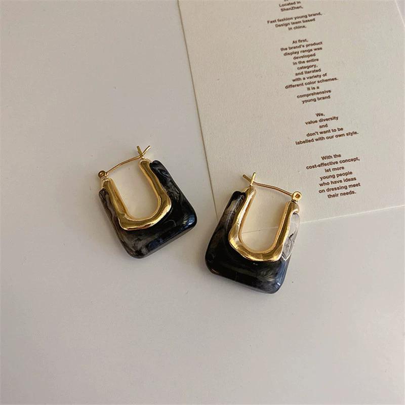 1 par hengende øredobber for kvinner Vintage U-formede oljematchende drypp Glatt farge Ball Huggie øredobber Pendling Dingle