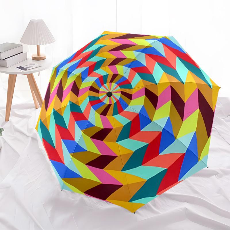 1pc Spiral Kaleidoscope Automatic Open/close Folding Umbrella, Compact Portable Travel Umbrella, Durable Construction yy251230108