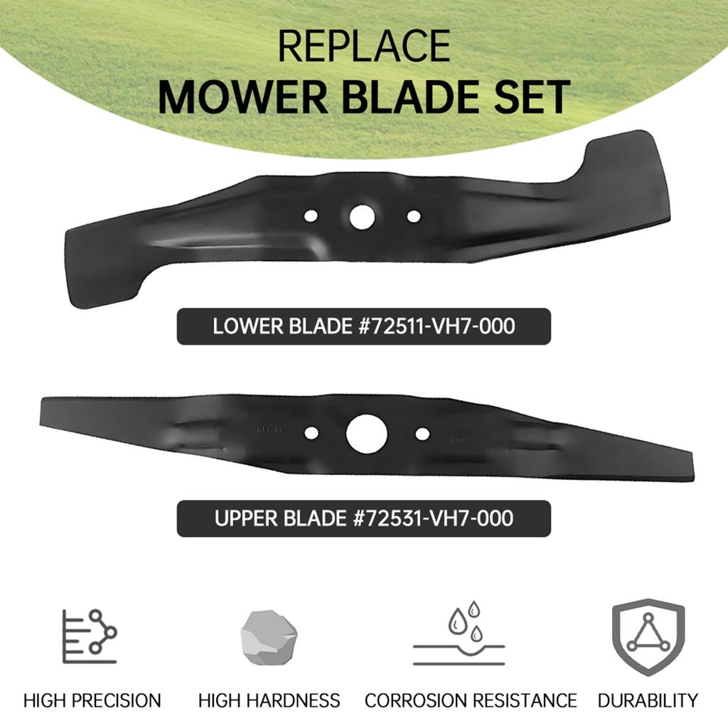 2er-Pack 72511-VL0-S00 72531-VH7-000 21 Zoll Rasenmähermesser-Set Kompatibel mit für HRR2169PKA HRR2169VKA HRR2169VLA HRR2169VYA HRX217 HRX217K1 HRX217 HR