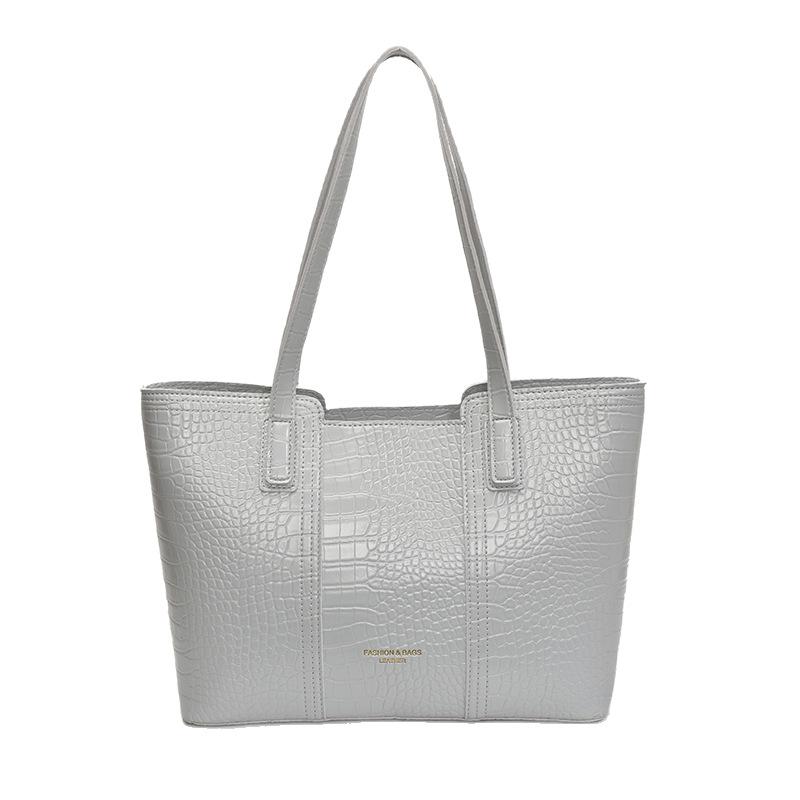 Premium Sense Solid Color Simple Crocodile Pattern Large Capacity Tote Bag Women's 2025 New Trend Fashion Versatile Shoulder Bag