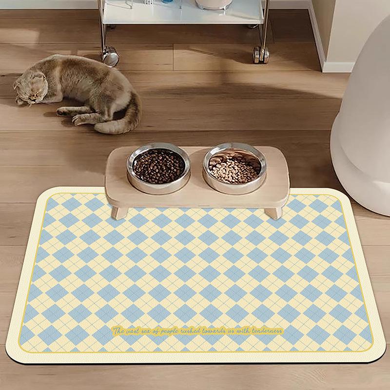 Cat & Dog Feeding Mat: Absorbent, Non-Slip Placemat - Easy Clean, Stain Resistant with Cartoon Design