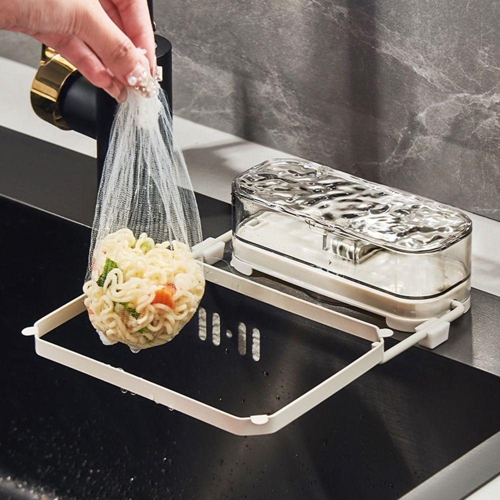 Folded Design Waste Hanging Net Bracket Suction Cup Garbage Drain Basket Holder  Soup Filtering