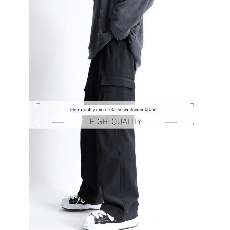 Pants for Men, Autumn Season, Thickened, High Street Fashion Brand, Tactical Pants with a Sense of Design, Loose Straight-Leg Long Pants