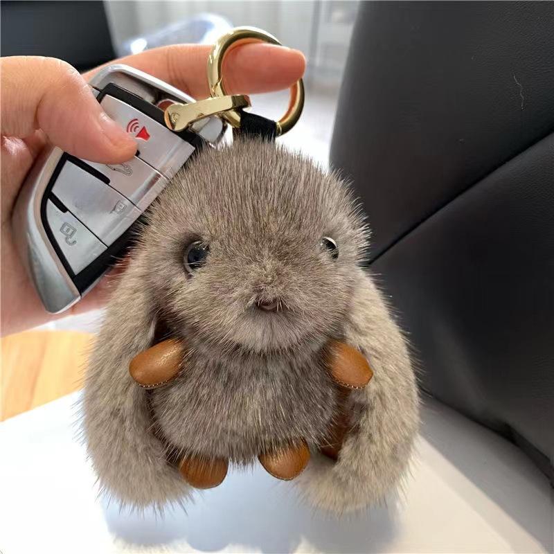 Mink plush bunny plush pendant, keychain bag pendant, doll doll pendant, car key