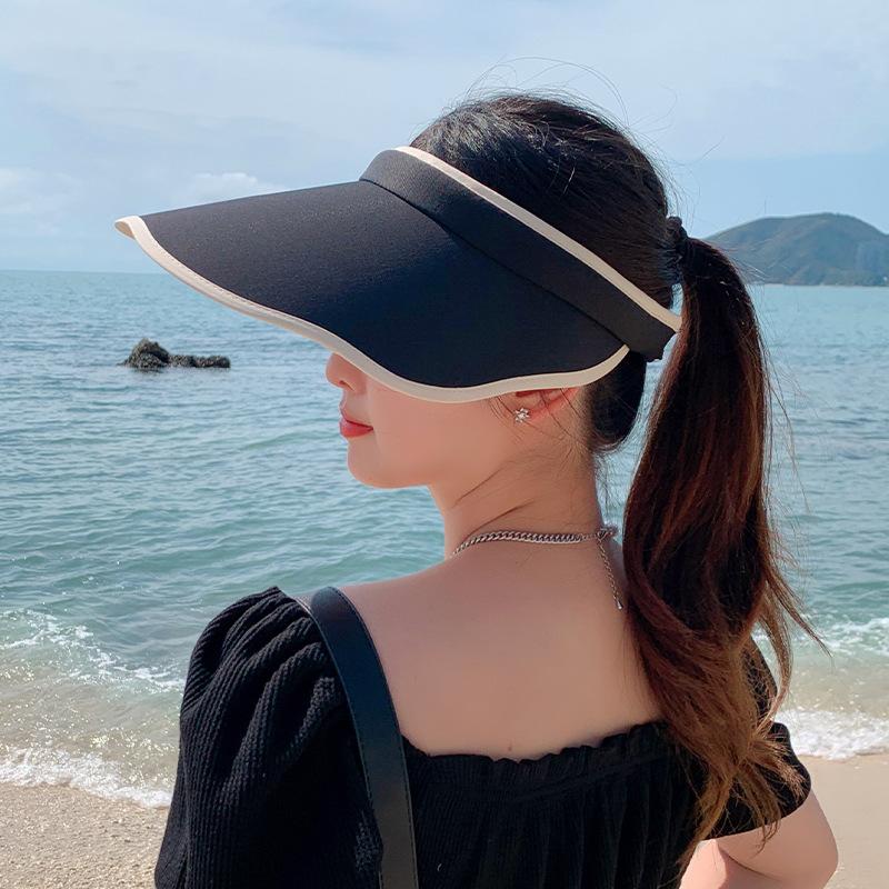 

Летняя защита от УФ-лучей, шляпа-козырек с лепестковым краем, женская, для путешествий, с защитой лица, от солнца, пляжная Adjustable чёрный