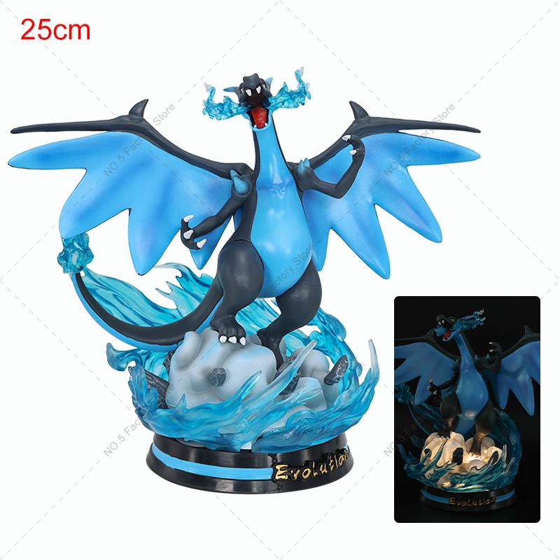 Anime Special Effects Figure Mega Charizard XY Greninja Gengar Mewtwo Three Form Evolution Led Light PVC Model Toys