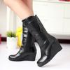 Women's Boots Mid Calf Korean Style Simplicity Casual Boot Wedges Heel  Autumn and Winter Side Zipper Knight Boots Women Shoes
