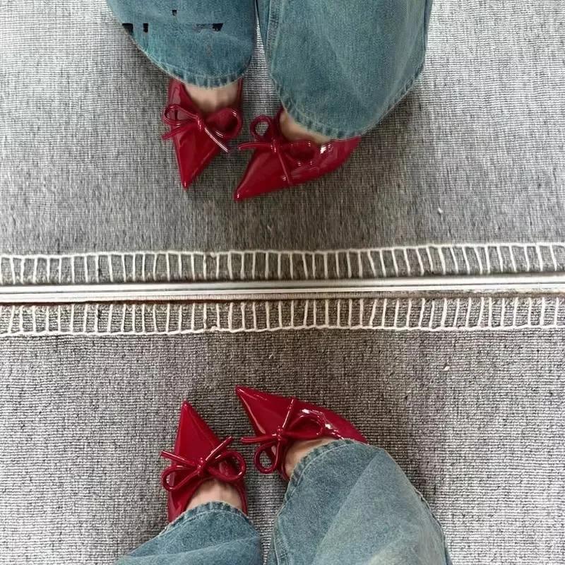 2026 Nowe Szpilki Letnie Wysokie Obcasy Damskie Sandały Buty dla Kobiet Modne Płaskie Buty z Węzłem Motylkowym Eleganckie Buty na Weselne Imprezy